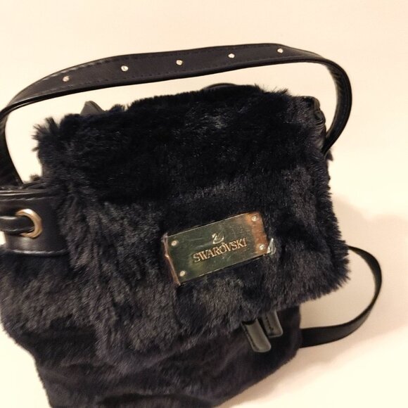 Limited Edition Swarovski Mini Backpack Blue Faux Fur - Never Used NEW Mini Bag - Picture 3 of 9
